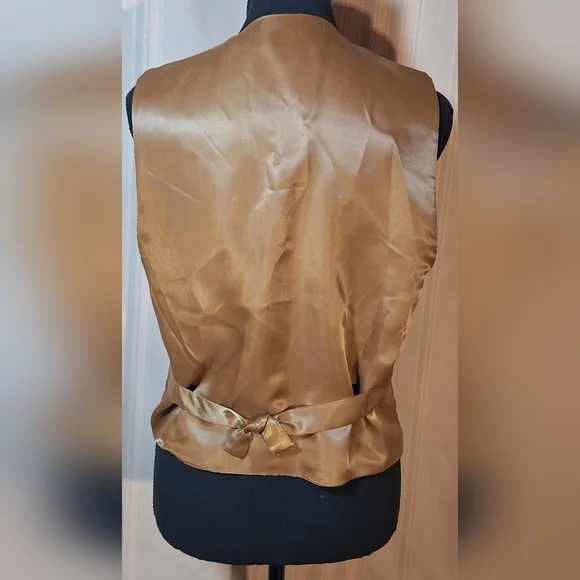 PARIS SPORT CLUB Tan Suede Button-Up Vest - Picture 4 of 6